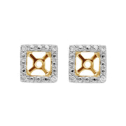 Boucles d'Oreilles Clou Opale de Feu Classique Or Jaune 375 et Ear-Jacket Carré Diamant