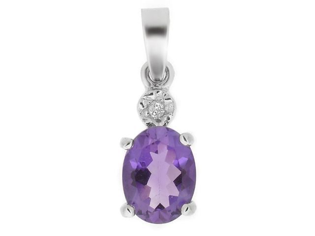 9ct White Gold Amethyst & Diamond Pendant