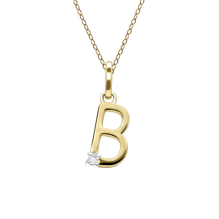 Pendentif Initiale Or Jaune 375 et Diamant