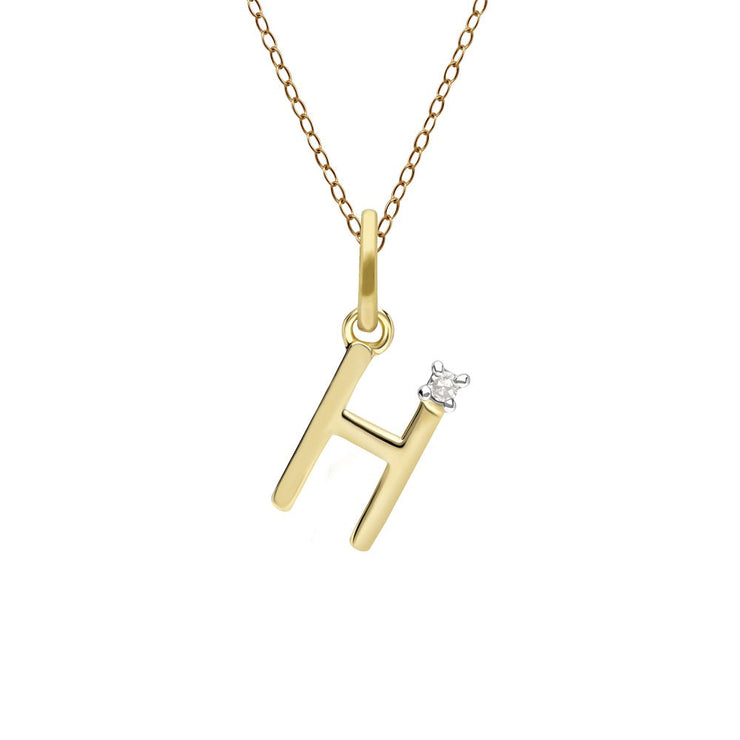 Pendentif Initiale Or Jaune 375 et Diamant