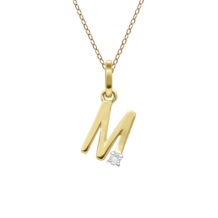 Pendentif Initiale Or Jaune 375 et Diamant