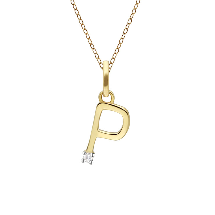 Pendentif Initiale Or Jaune 375 et Diamant