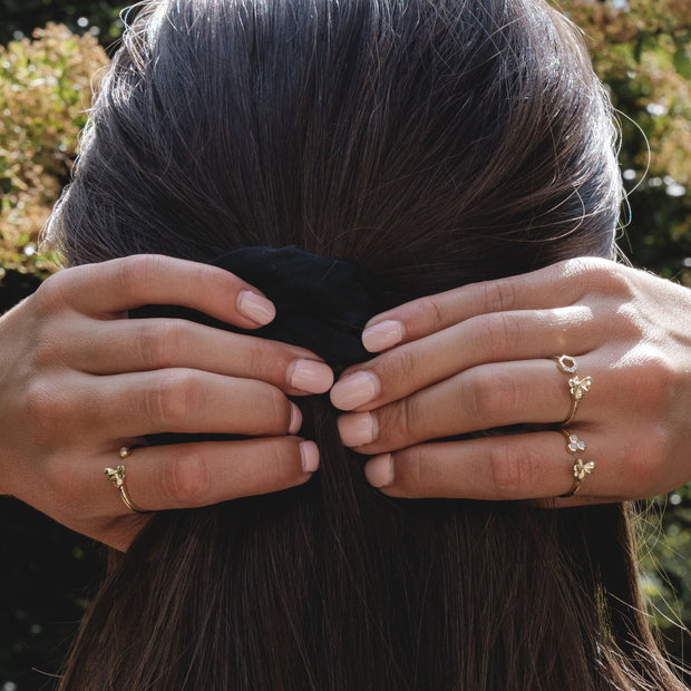 Bague Ouverte Abeille Collection Honeycomb Or Jaune 375 Diamant