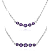 Collier et Bracelet Classique Argent 925 Améthyste Cinq Pierres