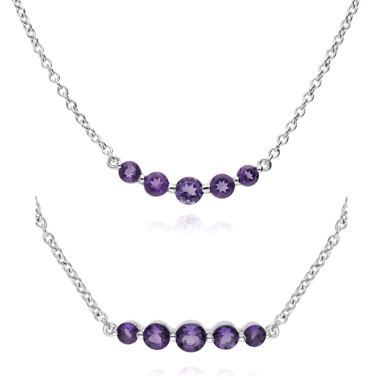 Collier et Bracelet Classique Argent 925 Améthyste Cinq Pierres