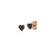 Collier et Boucles d'Oreilles Clou Cœur Argent 925 Plaqué Or Rose Marcassite