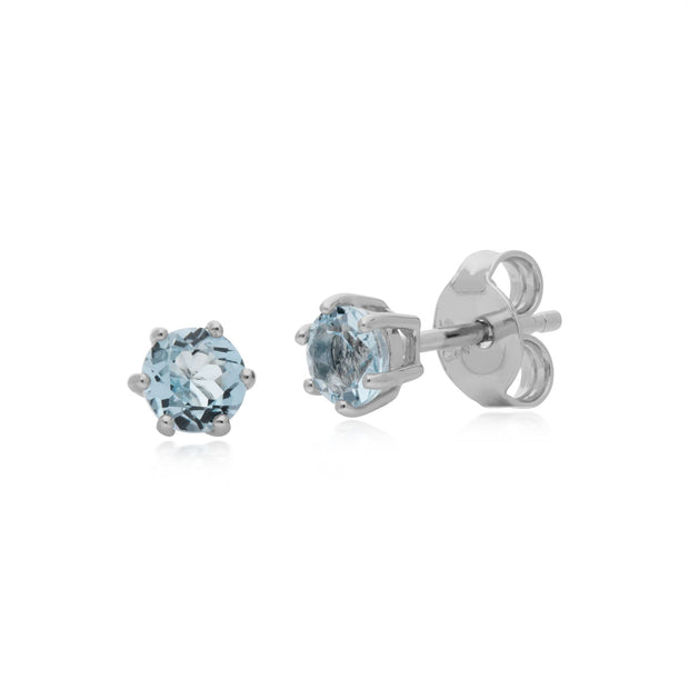 Topaze Oreille, Argent Sterling Bleu Topaze Novembre Simple Boucles