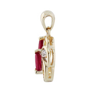 Pendentif Floral Or Jaune 375 Rubis et Diamant