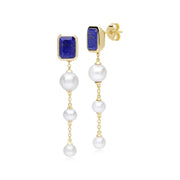 Gemondo Boucles d'Oreilles Pendantes ECFEW™ 'The Unifier' Lapis Lazuli et Perles