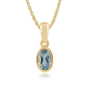 Pendentif Classique Or Jaune 375 Topaze Bleue Ovale serti Clos