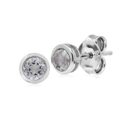 Topaze Boucles D'Oreilles, Argent Sterling Simple Transparent Topaze Chaton Round Stud Earrings