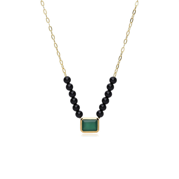 Collier ECFEW™ 'The Unifier' Onyx et Calcédoine Verte Teinte