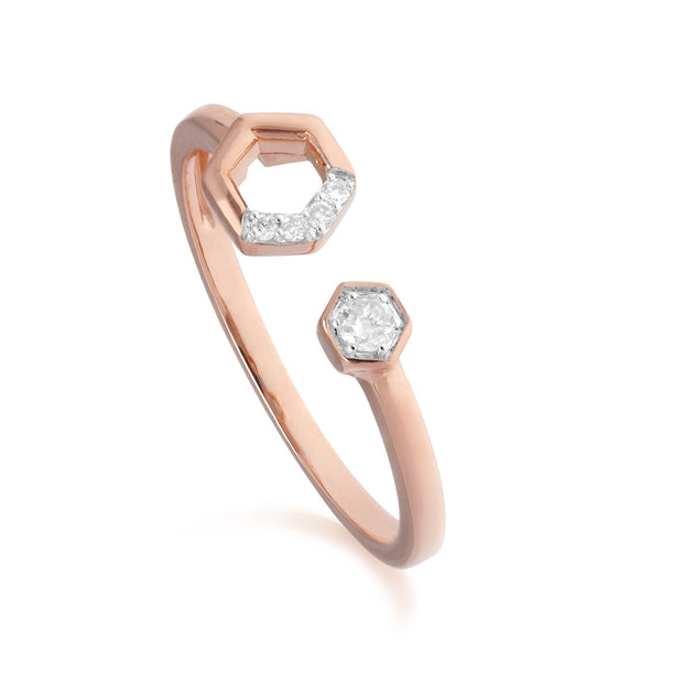 Bague Pavé Diamant Ouverte Or Rose 375