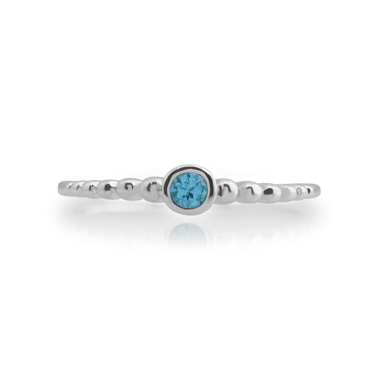 Gemondo Topaze Bleu Bague, en Argent Sterling 925 0,11 CT Topaze Bleu Empillable Pierre de Naissance Bague