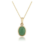 Pendentif Classique Or Jaune 375 Jade Cabochon