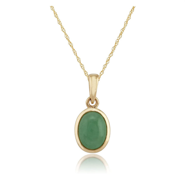 Pendentif Classique Or Jaune 375 Jade Cabochon