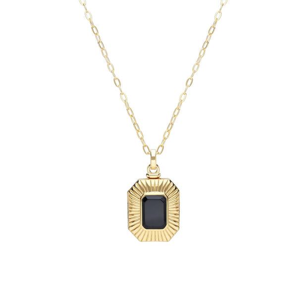 Collier Porte-Photo Bona Fide Onyx Noire Octogone