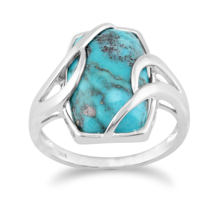 gemondo turquoise Bague, argent sterling 6.50ct Turquoise Cabochon contemporain BAGUETTE BAGUE