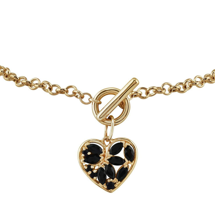 Bracelet Classique Or Jaune 375 Saphir Charm Cœur