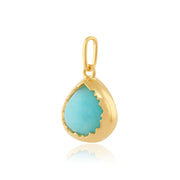 Pendentif et Boucles d'Oreilles Pendantes Boho Argent 925 Plaqué Or Jaune Amazonite Poire serti Clos