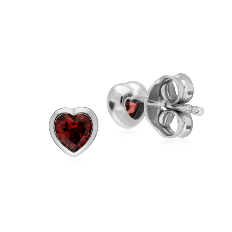 Argent Sterling Pierre Unique Grenade Boucles D'Oreilles Puces Coeur