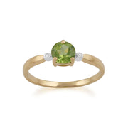 gemondo Bague Péridot, 9 Ct Or Jaune 0.63ct ct Péridot & Bague diamant