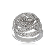 Bague Spirale Cocktail Argent 925 Marcassite