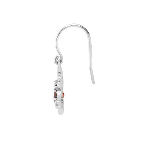 Collier et Boucles d'Oreilles Pendantes Style Art Nouveau Argent 925 Grenat Poire et Marcassite Halo