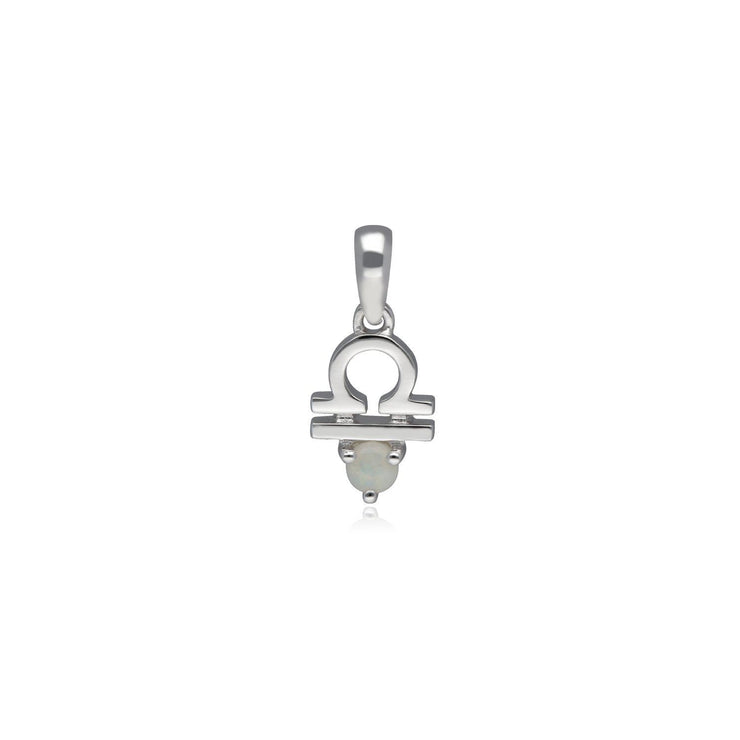 Pendentif Zodiaque Balance Or Blanc 375 Opale