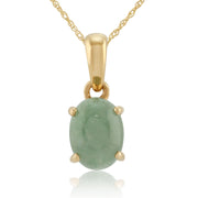 Pendentif Classique Or Jaune 375 Jade Cabochon Oval