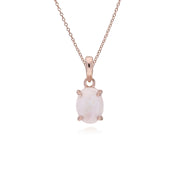 s Plaqué or Rose Argent Sterling Quartz Rose Ovale 45cm Collier