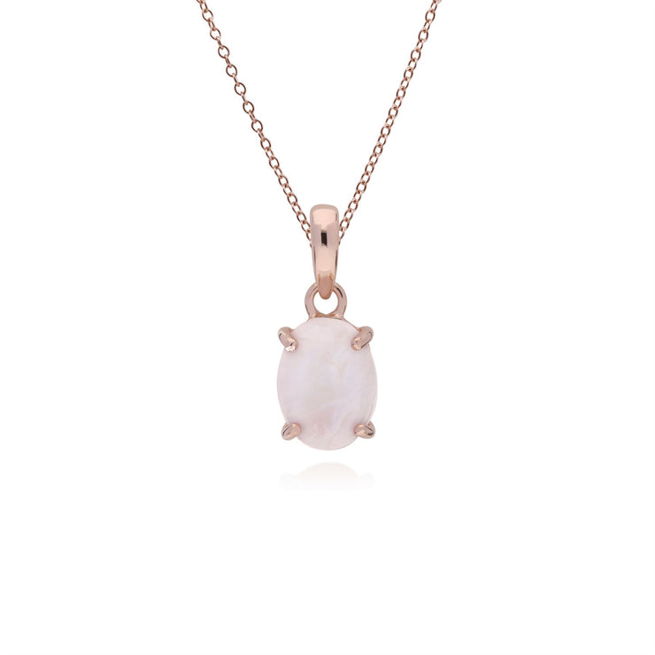 s Plaqué or Rose Argent Sterling Quartz Rose Ovale 45cm Collier