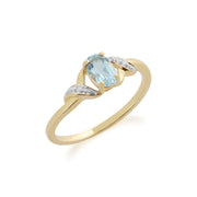 Gemondo Topaze Bleu Bague, 9ct Or Jaune 0.56ct Topaze Bleu Et Diamant Bague