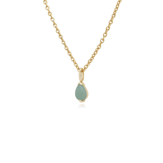 Pendentif Classique Or Jaune 375 Jade Verte Poire