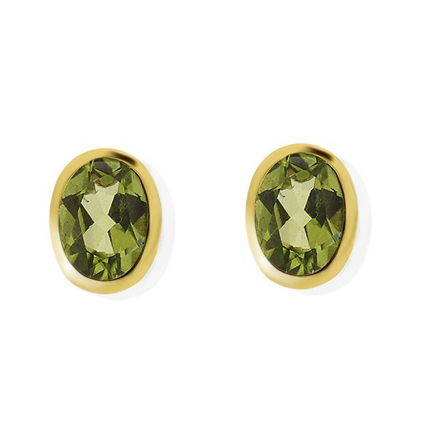 JAUNE 9 Ct Or 1.55ct ct Péridot ovale pierre Unique encadré Boucles d'oreilles
