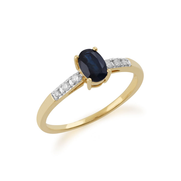 Gemondo Bague Saphir, 9ct or Jaune Saphir & Diamant Ovale Bague Solitaire - Saphir