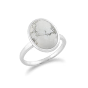 Gemondo Magnésite Bague, en Argent Sterling 925 Magnésite Anneau Ovale - Magnésite