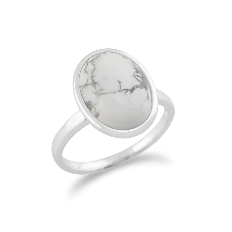 Gemondo Magnésite Bague, en Argent Sterling 925 Magnésite Anneau Ovale - Magnésite