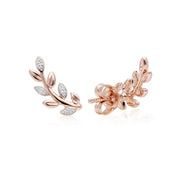 Boucles d'Oreilles O Leaf Or Rose 375 Diamant