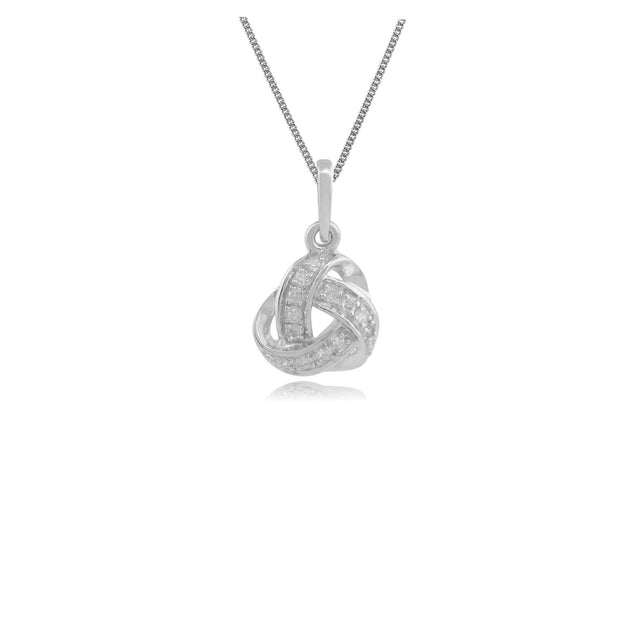 Pendentif Classique Or Blanc 375 Nœud d'Amour avec Diamant