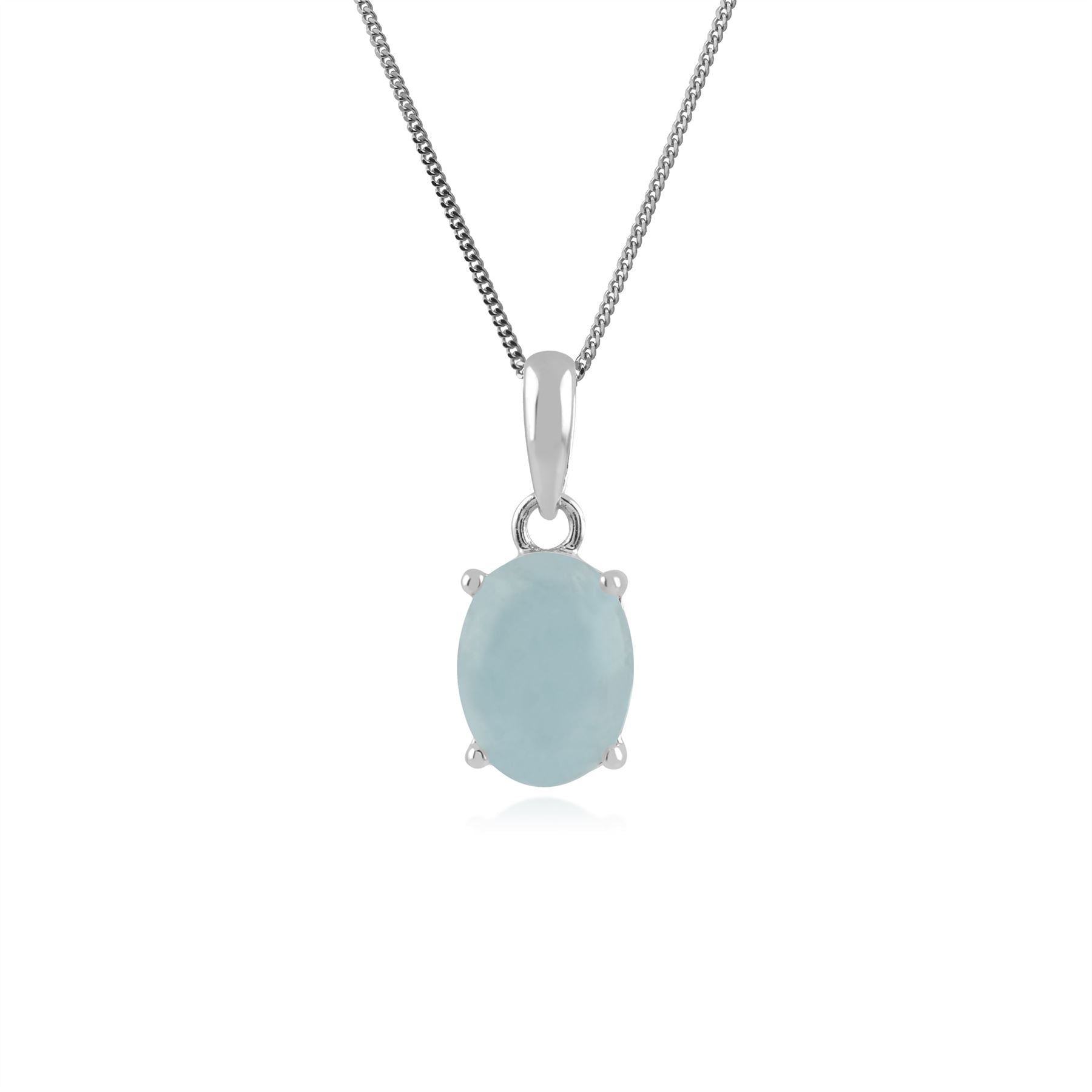 Pendentif et Bracelet Classique Argent 925 Aigue-Marine Opaque Oval