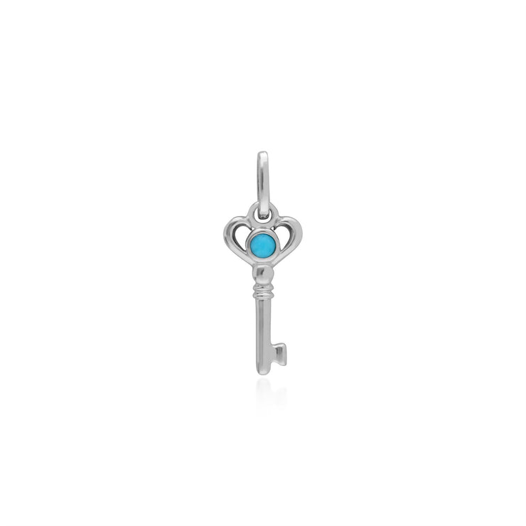 Pendentif Classique Cadenas Cœur Torsadé Argent 925 et Charms Clé Turquoise