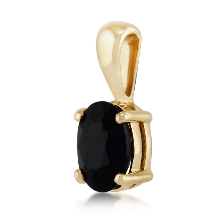 Pendentif et Boucles d'Oreilles Clou Classique Or Jaune 375 Saphir Oval