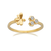 Bague Abeilles Collection Honeycomb Or Jaune 375 Trilogie Diamant