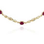 9 ct or Jaune Ovale Rubis et Diamant 18cm Tennis Bracelet