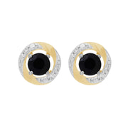 Boucles d'Oreilles Clou Opale Classique Or Blanc 375 et Ear-Jacket Halo Diamant Or Jaune 375