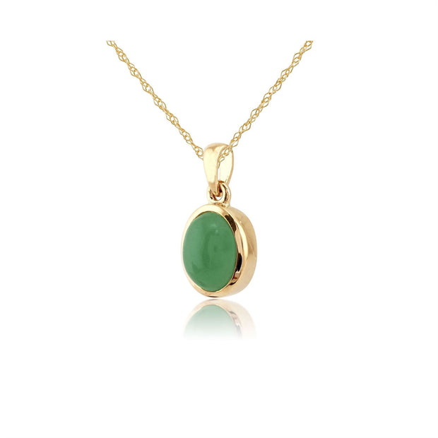 Pendentif Classique Or Jaune 375 Jade Cabochon 1