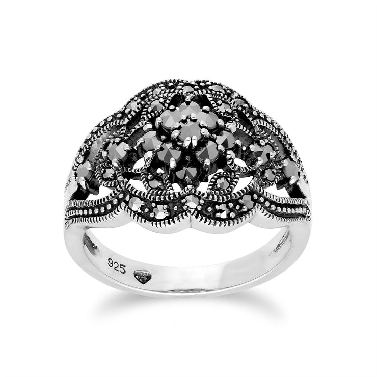 Gemondo Marcassite Bague, Argent Sterling Marcassite Bague Grappe - 0