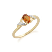 Gemondo Citrine Bague, 9ct Or Jaune 0.40ct Citrine & Bague Diamant