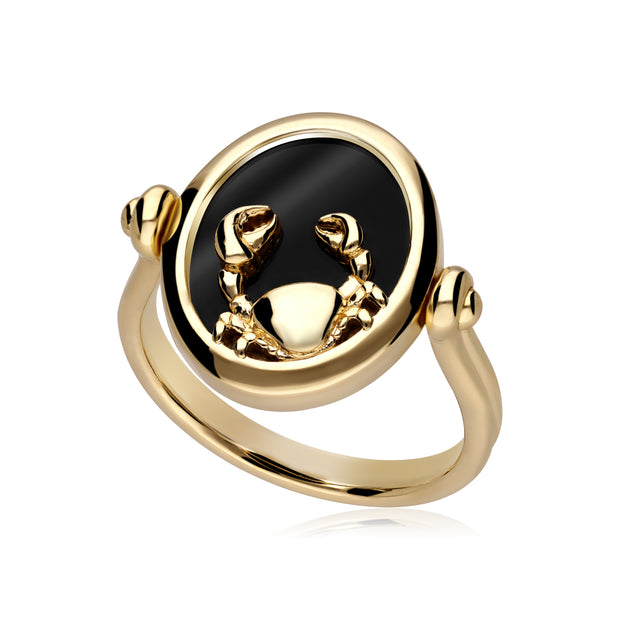 Bague Zodiaque Cancer Onyx Noire